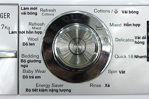 các chế độ giặt của máy giặt electrolux