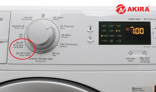 Kích hoạt và sử dụng chế độ sấy của máy giặt Electrolux