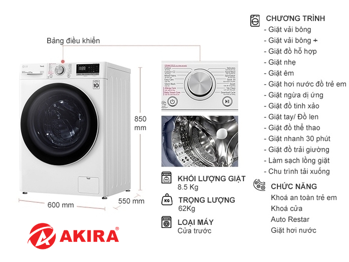 Máy giặt LG 8.5kg cửa ngang - lựa chọn phù hợp cho gia đình Việt