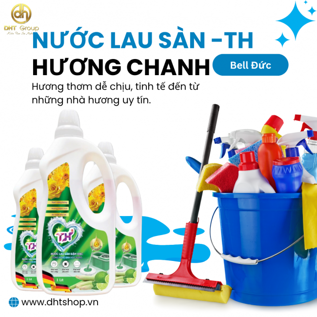Nước lau sàn TH 1L-Hương Chanh Sả nắp trắng