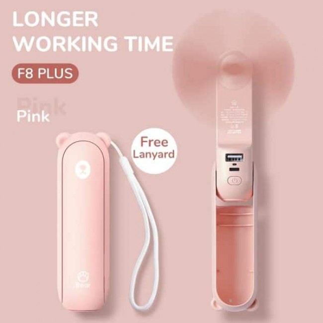 Quạt Cầm Tay Mini JISULIFE F8X tích hợp đèn pin, sạc dự phòng 4500mAh, pin 46 giờ, 3 cấp độ gió
