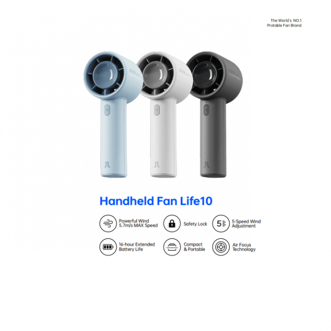 Quạt cầm tay Jisulife Life 10 4000mAh thời gian chạy lên đến 16h
