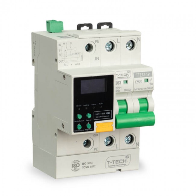 Aptomat thiết bị chống sốc điện cách ly 1 pha TTE-SAFE TTE100-1P