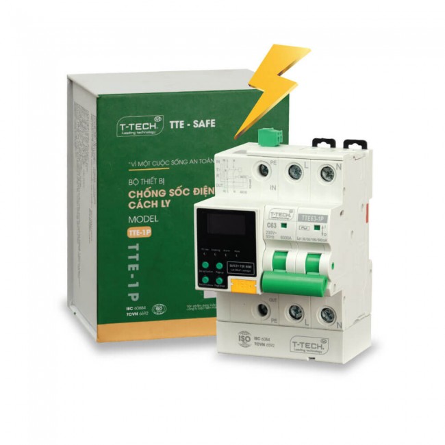 Aptomat thiết bị chống sốc điện cách ly 1 pha TTE-SAFE TTE100-1P