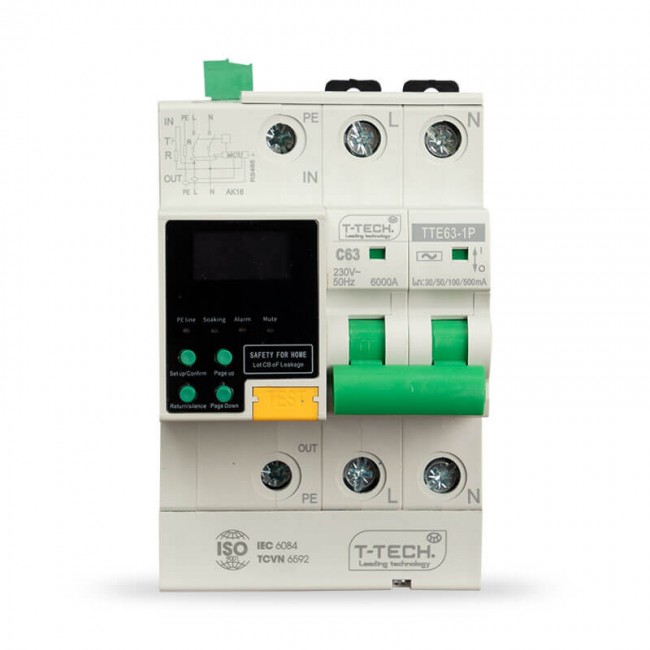 Aptomat thiết bị chống sốc điện cách ly 1 pha TTE-SAFE TTE100-1P