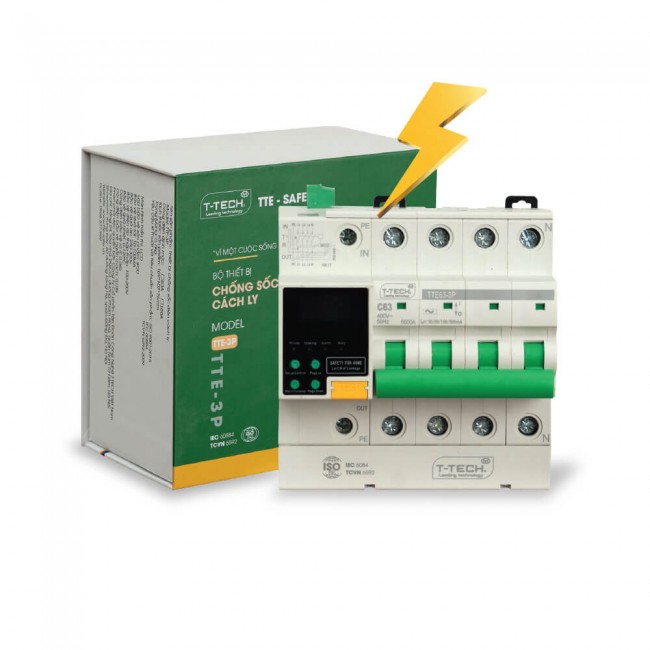 Aptomat thiết bị chống sốc điện cách ly 3 pha TTE-SAFE TTE100-3P