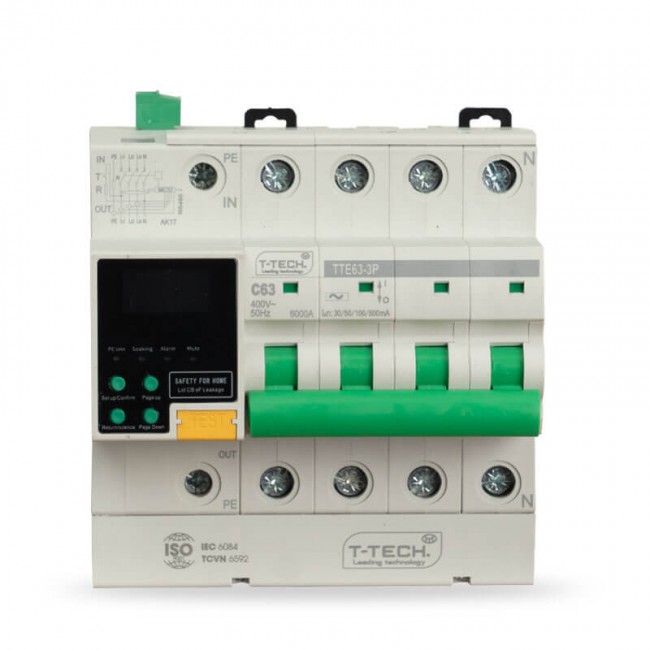 Aptomat thiết bị chống sốc điện cách ly 3 pha TTE-SAFE TTE100-3P