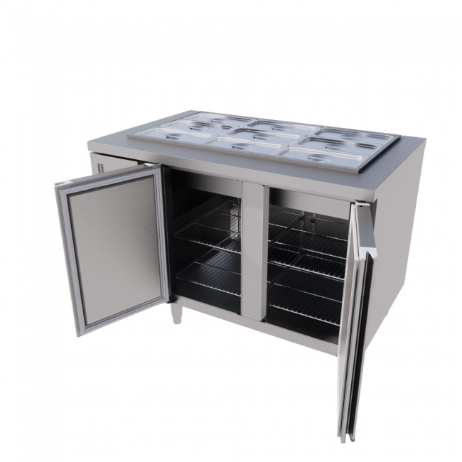 Tủ bàn salad Icymax 2 cánh inox 1200x750 ISR-2S127
