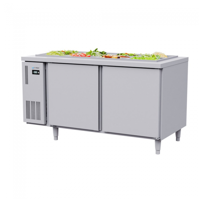 Tủ bàn salad Icymax 2 cánh inox 1200x750 ISR-2S127