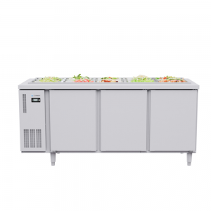 Tủ bàn salad Icymax 3 cánh inox 1800x750 ISR-3S187