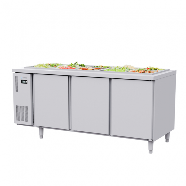 Tủ bàn salad Icymax 3 cánh inox 1800x750 ISR-3S187