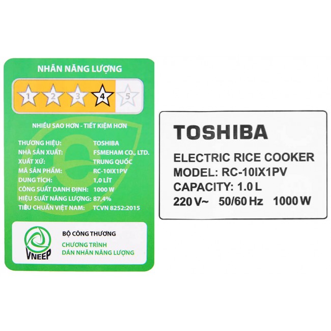 Nồi cơm điện Toshiba 1 lít RC-10IX1PV