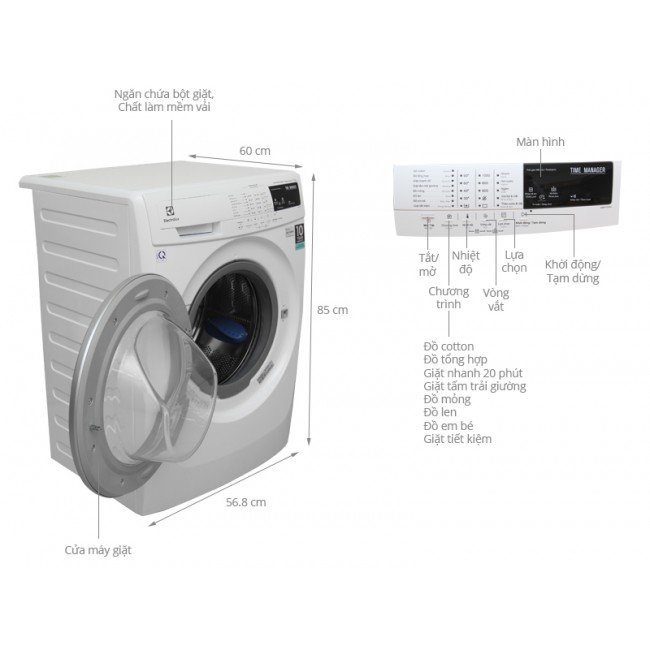 Máy giặt lồng ngang Electrolux EWF10744 7.5 kg Inverter