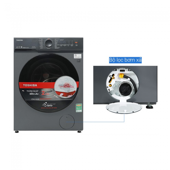 Máy giặt sấy Toshiba Inverter giặt 10.5 kg - sấy 7 kg TWD-T21BU115UWV(MG)