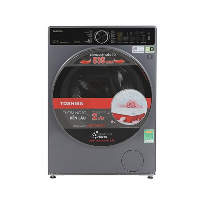 Máy giặt sấy Toshiba Inverter giặt 10.5 kg - sấy 7 kg TWD-T25BZU115MWV(MG)