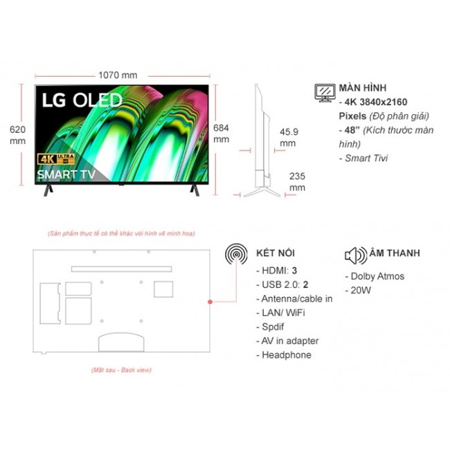 Smart Tivi LG OLED 4K 48 inch OLED48A2PSA