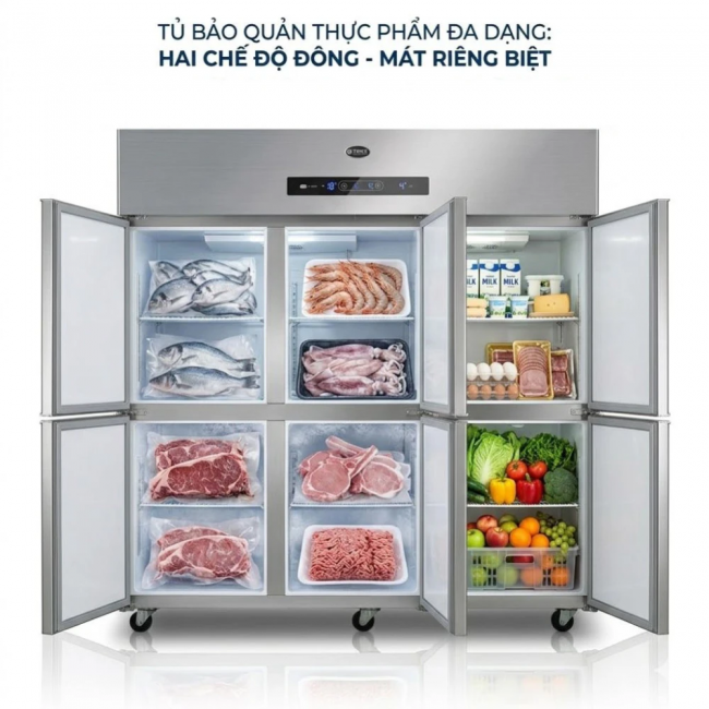  Tủ đông 6 cánh inox đông trực tiếp BCD-1800
