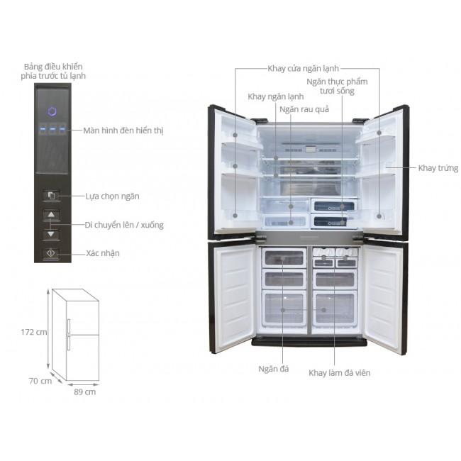Tủ lạnh Sharp SJ-FX630V-ST Inverter 556 lít