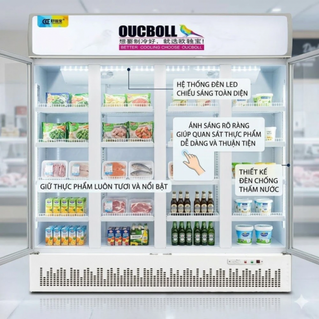 Tủ mát 4 cánh kính Oucboll 1580L LC-1580F 