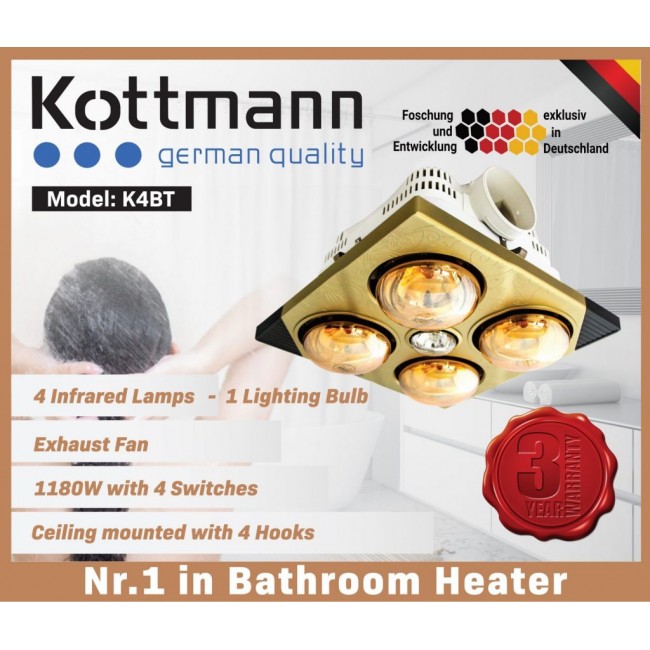 Đèn sưởi 4 bóng âm trần Kottmann – K4BT