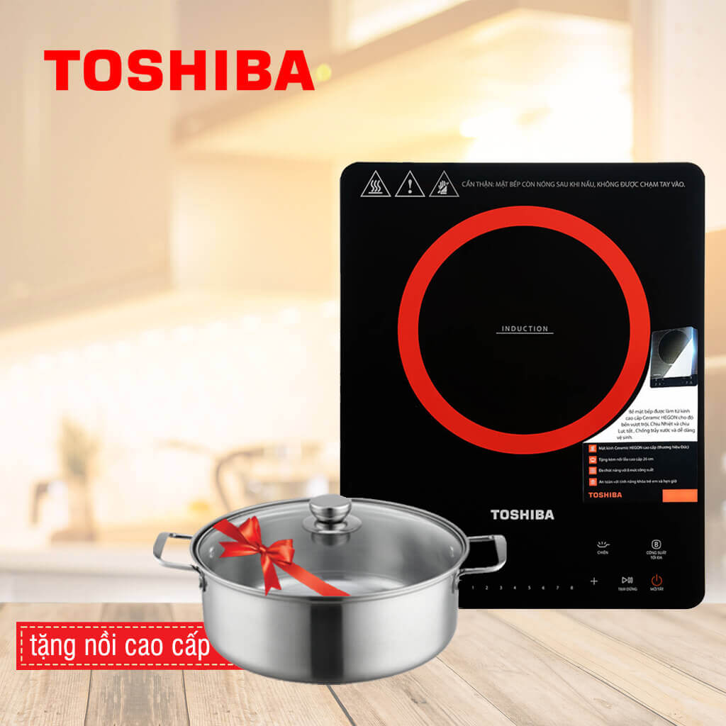 Deal cực hot mua bếp điện từ Toshiba IC-20S2PV tặng nồi inox cao cấp