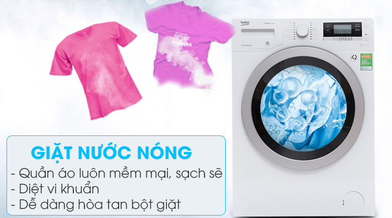 Chế độ giặt nước nóng diệt vi khuẩn, hòa tan hoàn toàn bột giặt