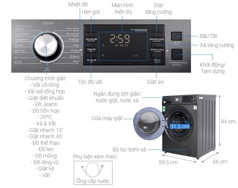 máy giặt Casper WF-125I140BGB