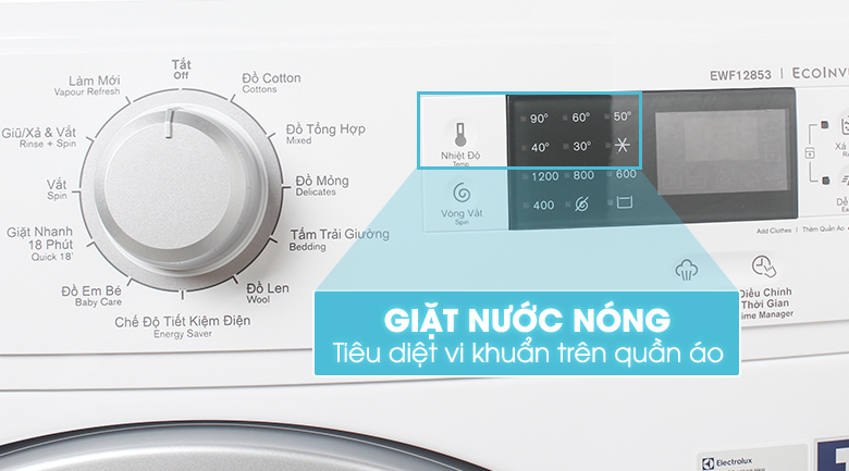máy giặt inverter electrolux ewf12853 giặt nước nóng