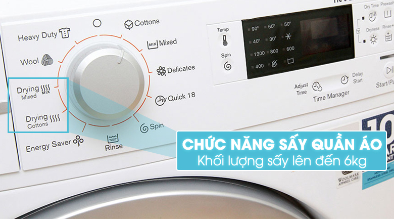 máy giặt sấy Inverter electrolux eww12842 khối lượng sấy 6kg