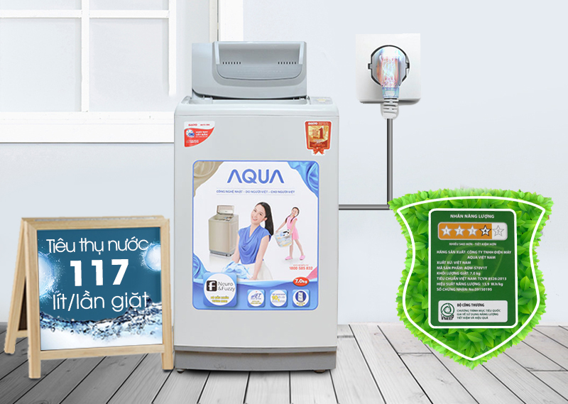 máy giặt aqua aqw-s70kt tiết kiệm điện