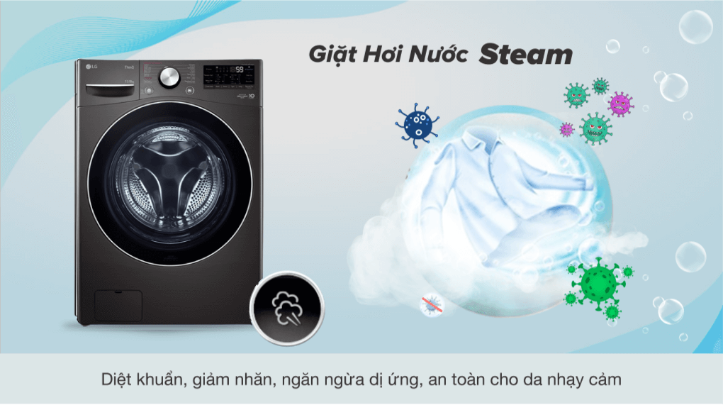 Máy giặt sấy LG Inverter 15kg F2515RTGB - Công nghệ hơi nước Steam+