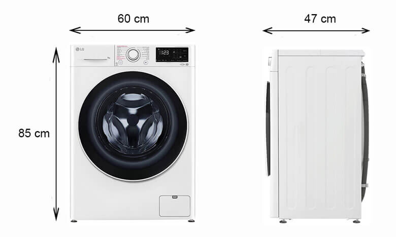 Thiết kế nhỏ gọn, hiện đại, sang trọng của máy giặt LG FV1209S5W
