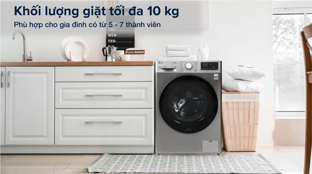 Máy giặt LG Inverter 10 kg FV1410S4P - Khối lượng giặt 10 kg phù hợp cho gia đình từ 5 - 7 thành viên