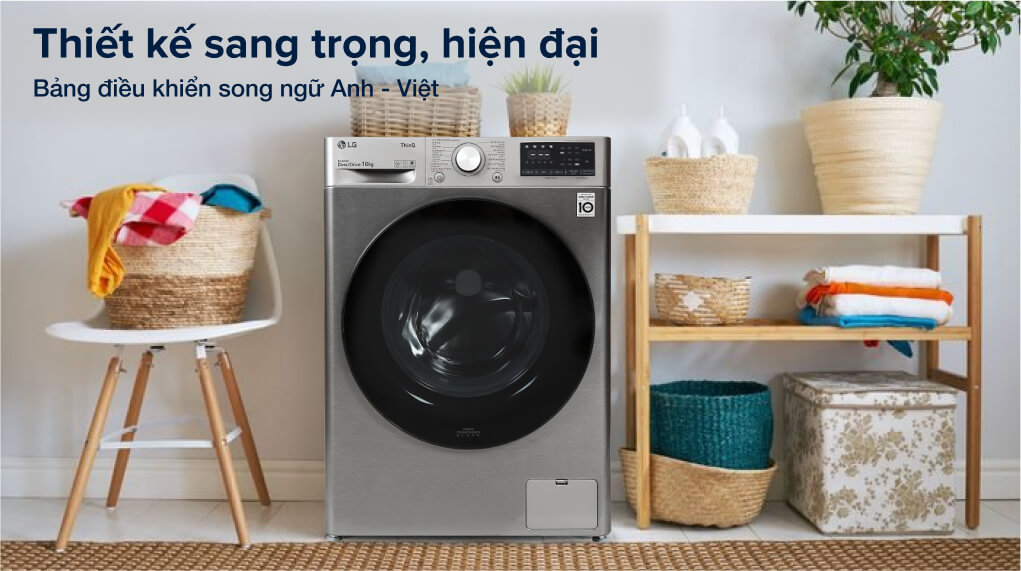 Máy giặt LG Inverter 10 kg FV1410S4P - Thiết kế hiện đại, nhỏ gọn với gam màu tinh tế