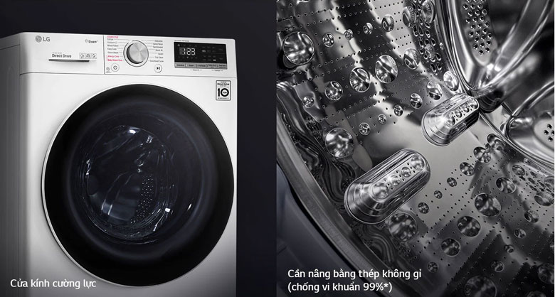 Máy giặt sấy LG Inverter 11kg FV1411D4W lồng ngang - Chất liệu cao cấp, bền bỉ
