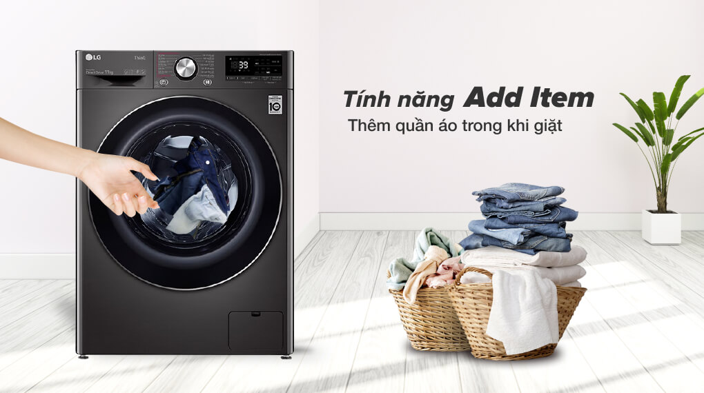 Máy giặt LG Inverter 10 kg FV1410S3B - Không lo sót quần áo với tính năng Add Item