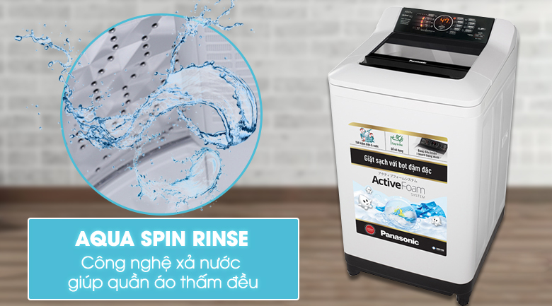 máy giặt panasonic na-f85a4grv aqua spin rinse