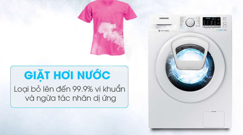 máy giặt samsung ww75k52e0ww giặt hơi nước