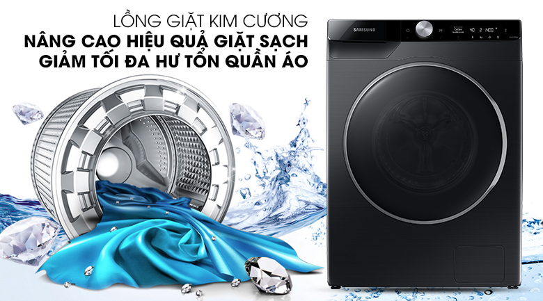 Máy giặt Samsung AI Inverter 9 kg WW90TP44DSB/SV lồng ngang