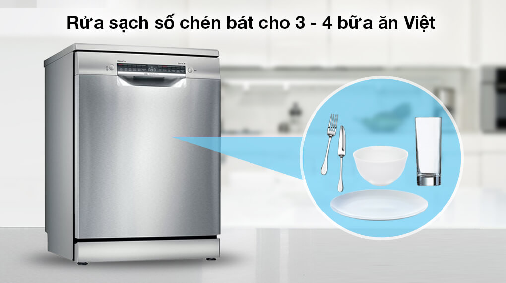 Máy rửa chén độc lập Bosch SMS4IVI01P - Sức chứa lớn, rửa được chén bát cho 3 - 4 bữa ăn Việt