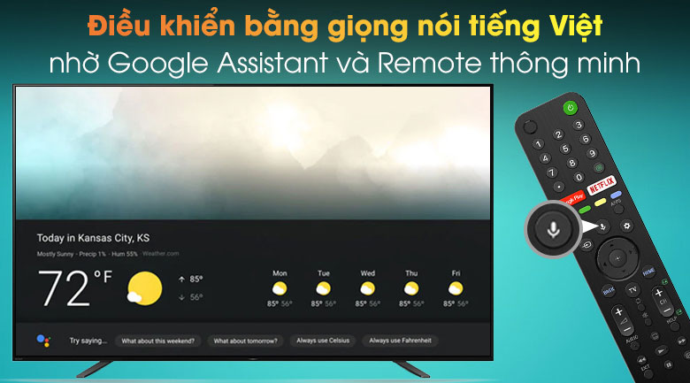Điều khiển tivi bằng giọng nói, hỗ trợ tiếng Việt qua Remote thông minh và Google Assistant