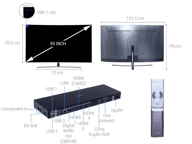 Smart Tivi màn hình cong 4K QLED Samsung QA55Q8C