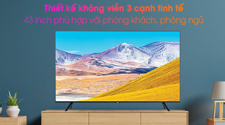 Smart Tivi Samsung 4K 43 inch UA43TU8000KXXV màn hình không viền 3 cạnh ấn tượng