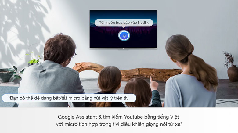 Google Assistant tích hợp, điều khiển bằng giọng nói tiếng Việt không cần remote