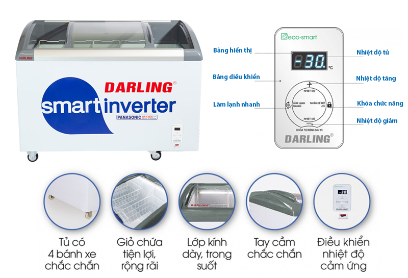 Thiết kế cao cấp của tủ kem Darling Inverter DMF-5079ASKI
