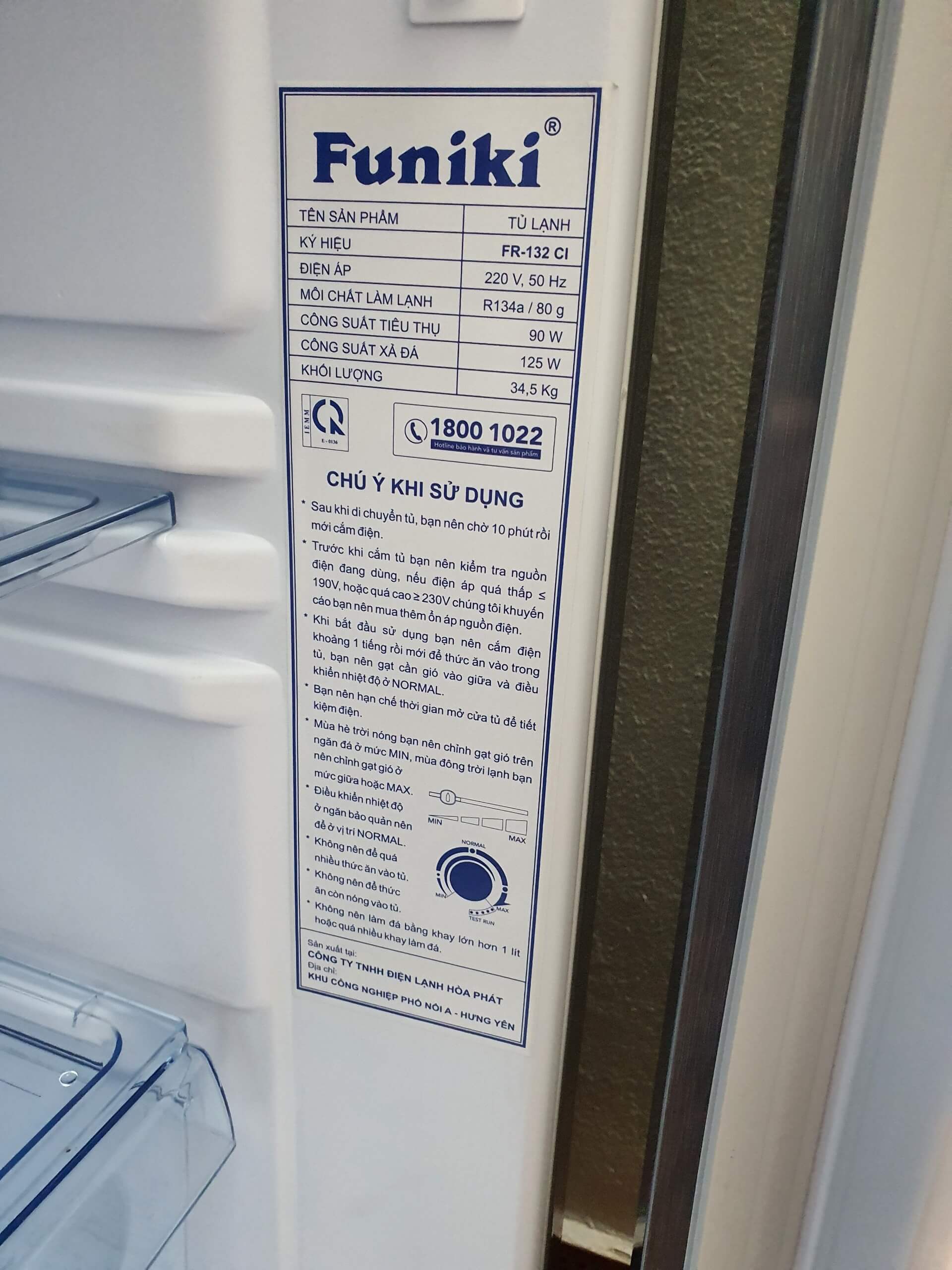 Ảnh thực tế tủ lạnh Funiki FR-132CI 126 lít