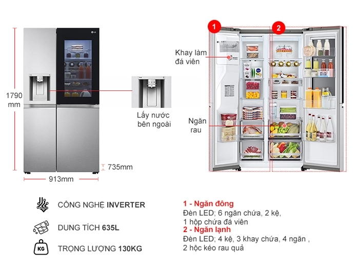 Tủ lạnh LG Inverter 635 Lít GR-X257JS