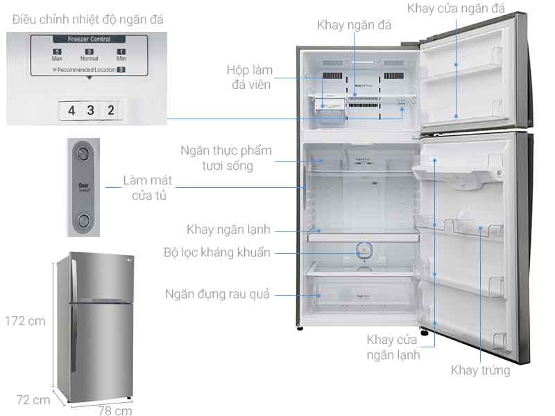 Tủ lạnh LG GN-L602S Inverter 475 lít 