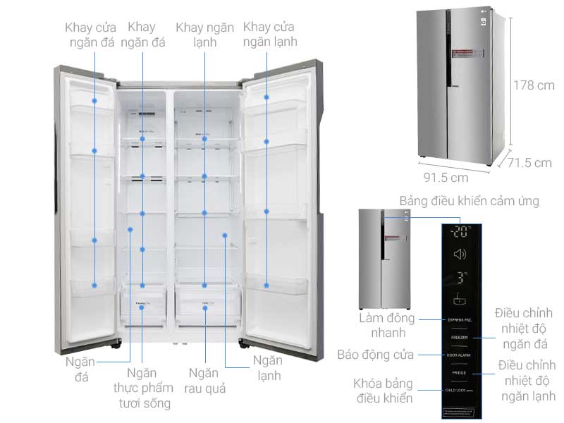 Tủ lạnh LG GR-B247JDS Inverter 613 lít