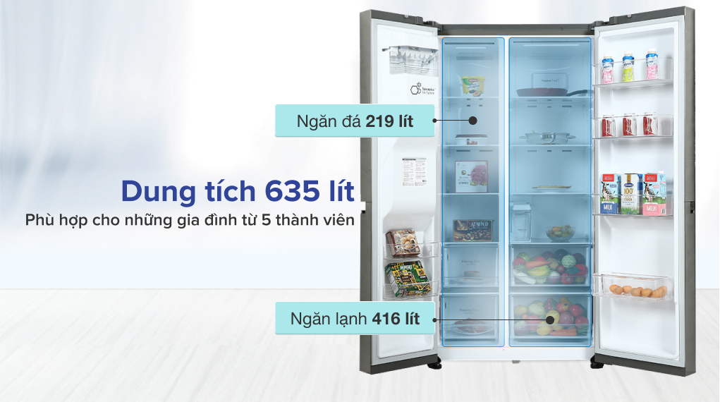 Tủ lạnh LG Inverter 635 Lít GR-D257JS - Thiết kế Ngăn lạnh